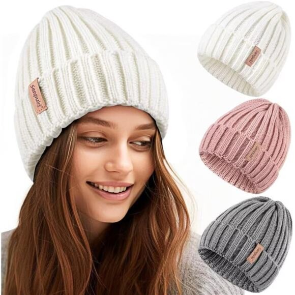 Accessories - Womens Winter Knitted Beanie Hat 3PCS